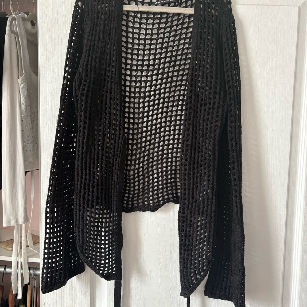 Black Open-Knit Women's Sweater